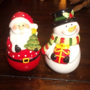 Salt pepper shakers set Christmas Santa Claus Snowman